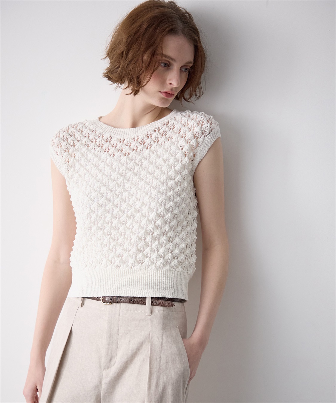 GOLDEN WEEK SALE】透かし編みノースリーブニット 49AV JUNKO SHIMADA