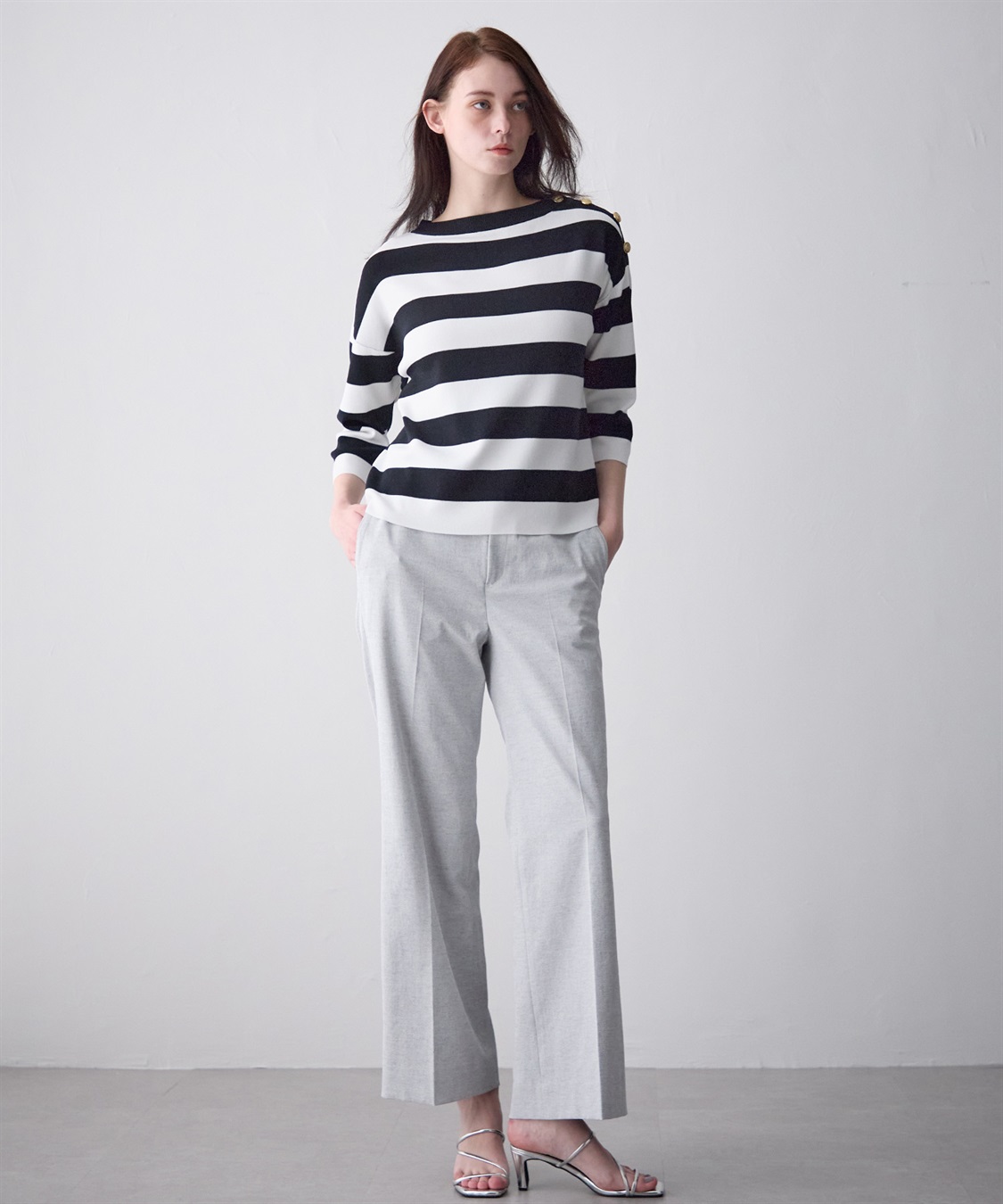 TIME SALE】【WEB限定】ボーダー柄サマーニット 49AV JUNKO SHIMADA