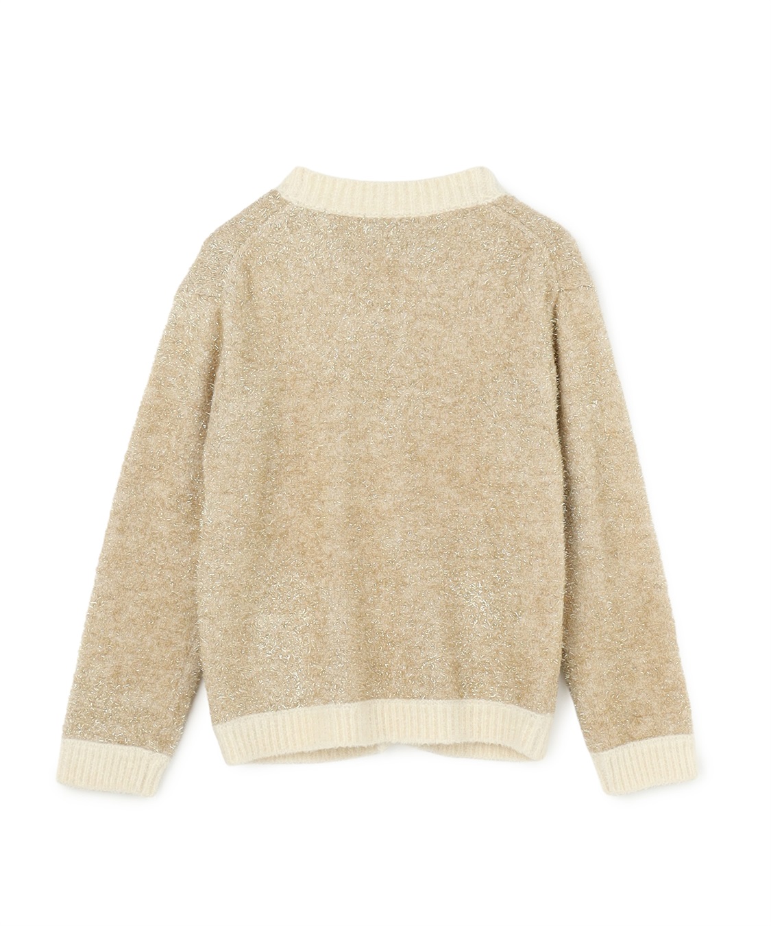 45R 圧縮ウール 配色ニットカーディガン ベージュ 日本製 45R商品検索カーディガン｜45R