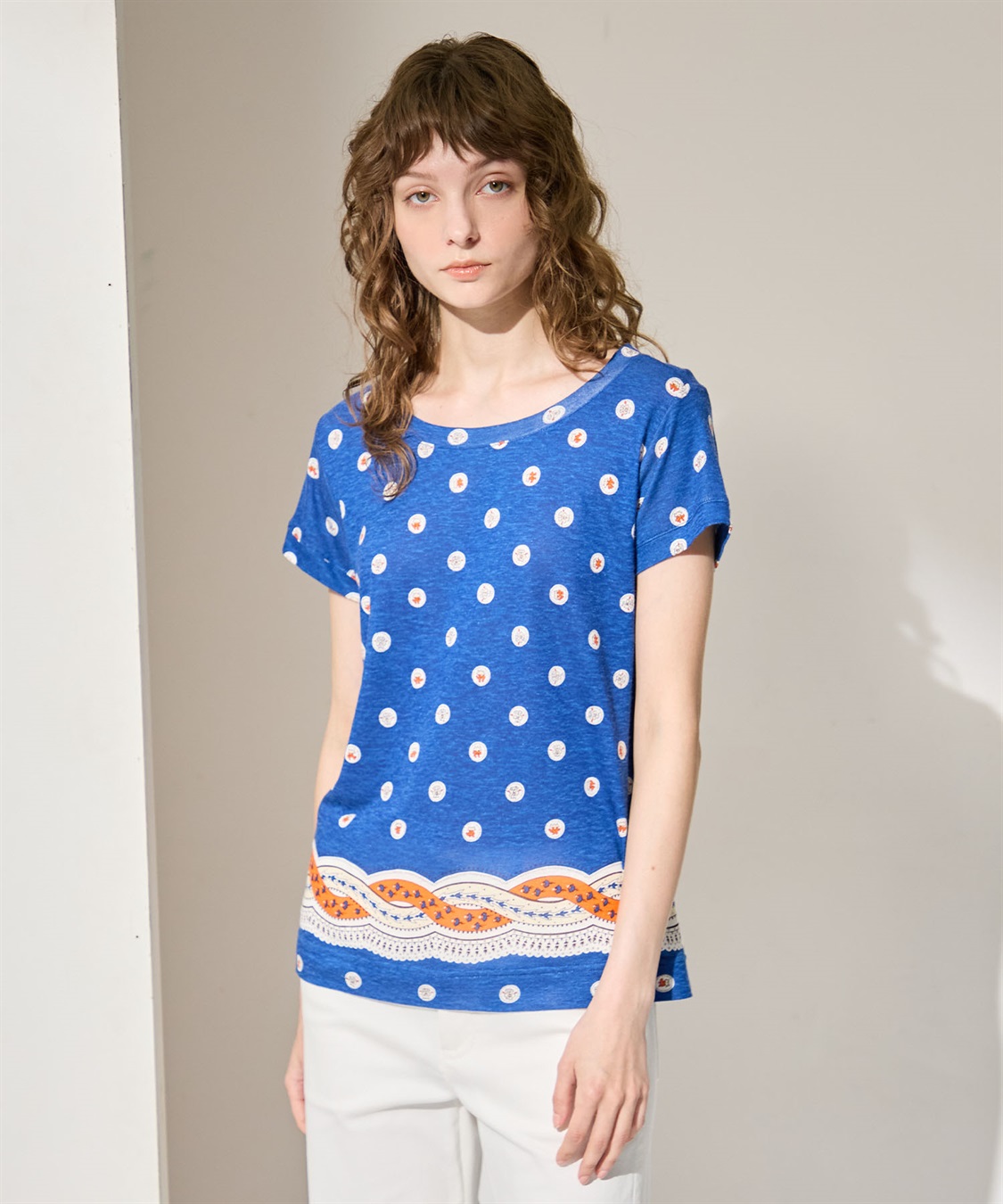 SILVER WEEK SALE】ブルームドット柄半袖Tシャツ 49AV JUNKO SHIMADA