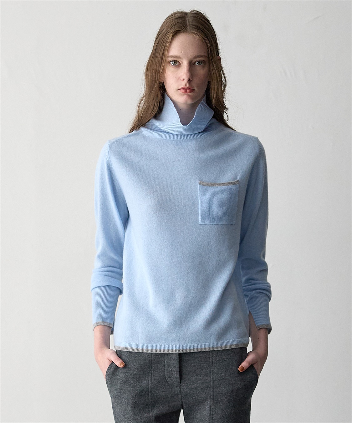 TIME SALE】【WEB限定】カシミヤ配色ニットプルオーバー 49AV JUNKO