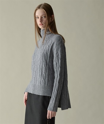 49AV JUNKO SHIMADA 【WEB限定】カシミヤケーブル編みハイネックニット_subthumb_1