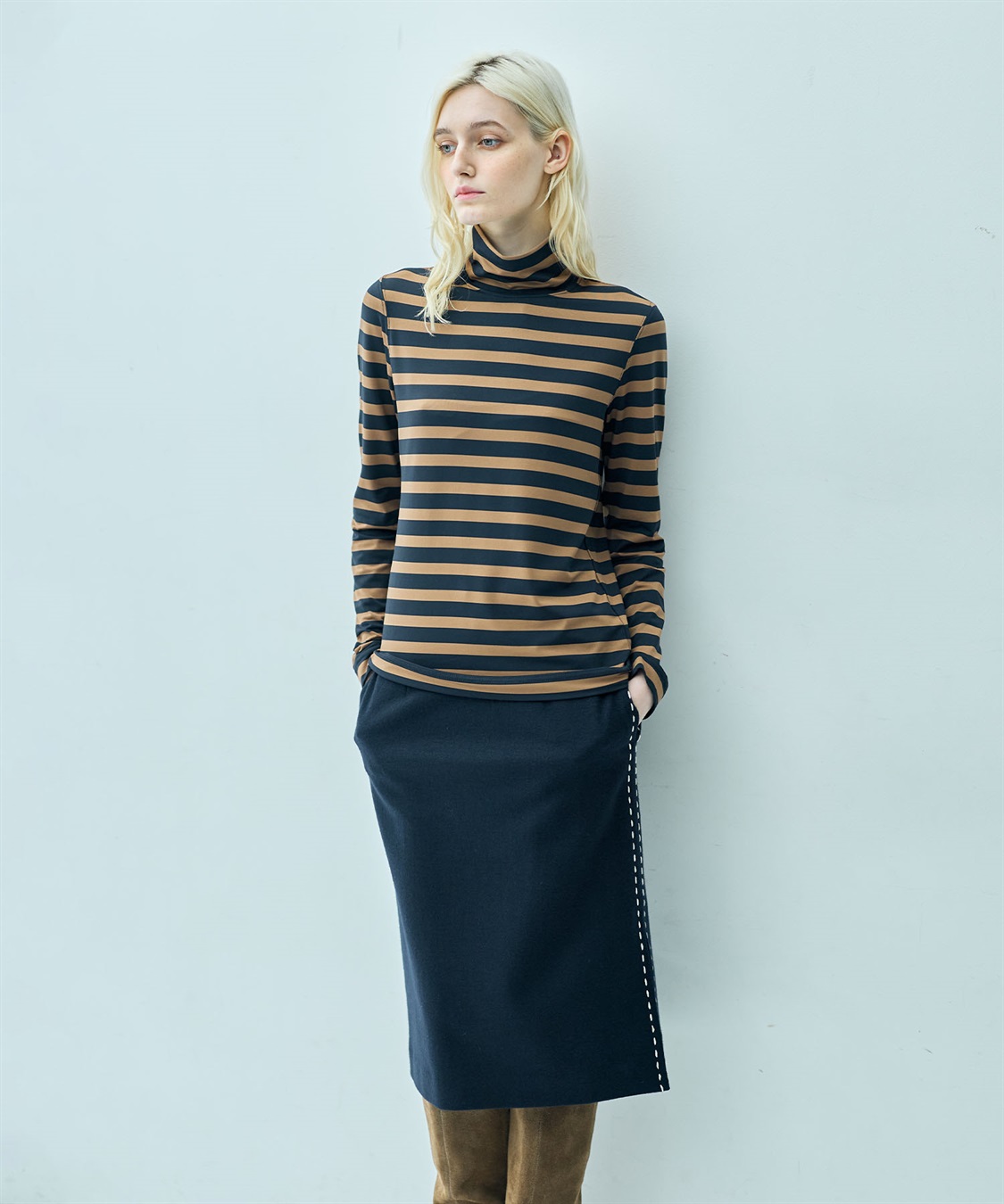 WEB限定】ハイネックボーダー柄トップス 49AV JUNKO SHIMADA｜クロス