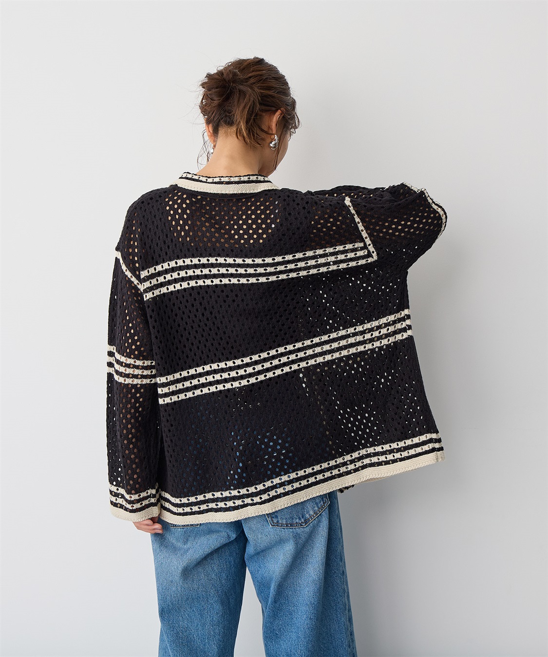 anyfee 【anyfee/プラスサイズ】かぎ針風ニットシャツカーデ_sub_5