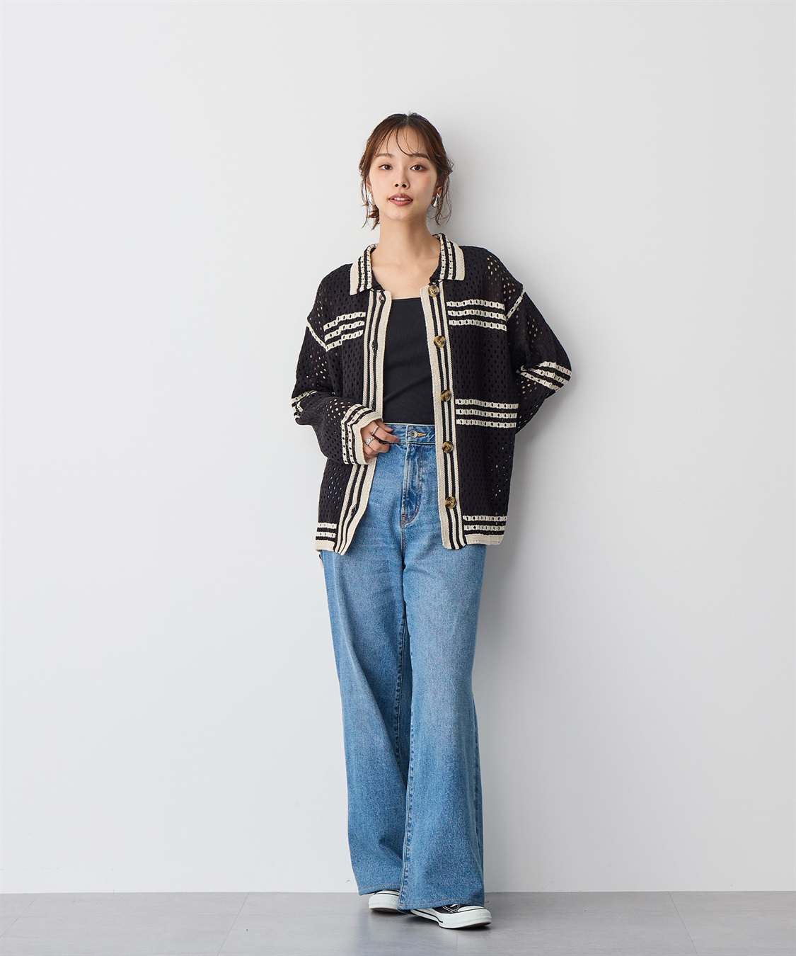 anyfee 【anyfee/プラスサイズ】かぎ針風ニットシャツカーデ_sub_7