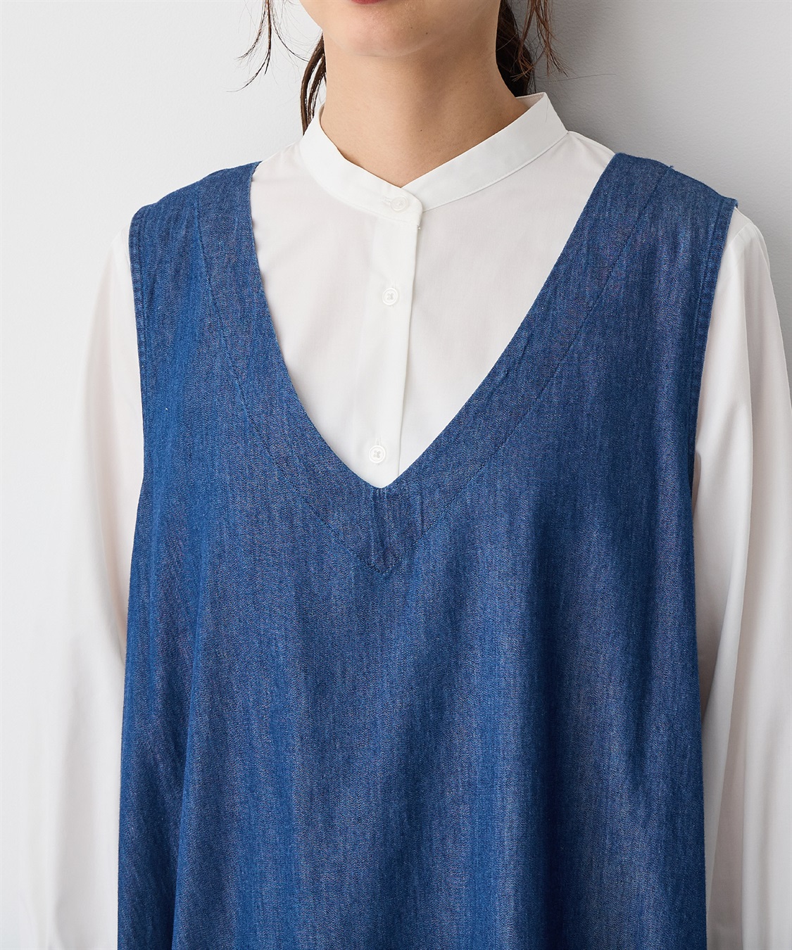 anyfee 【anyfee/プラスサイズ】Vネックデニムバルーンワンピース_sub_10