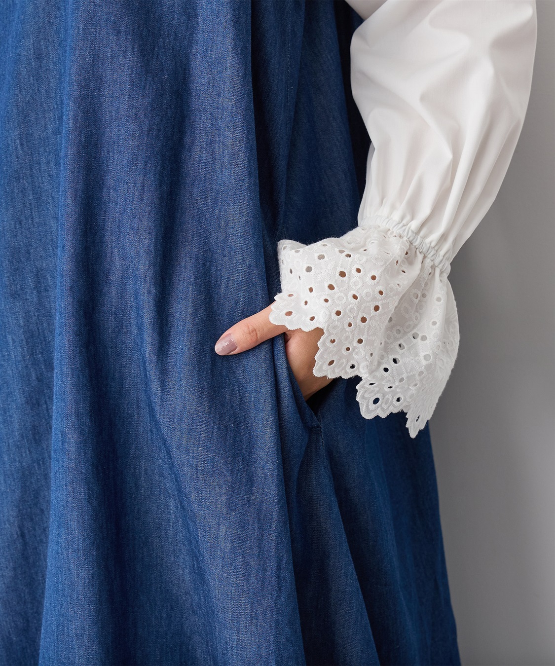 anyfee 【anyfee/プラスサイズ】Vネックデニムバルーンワンピース_sub_11