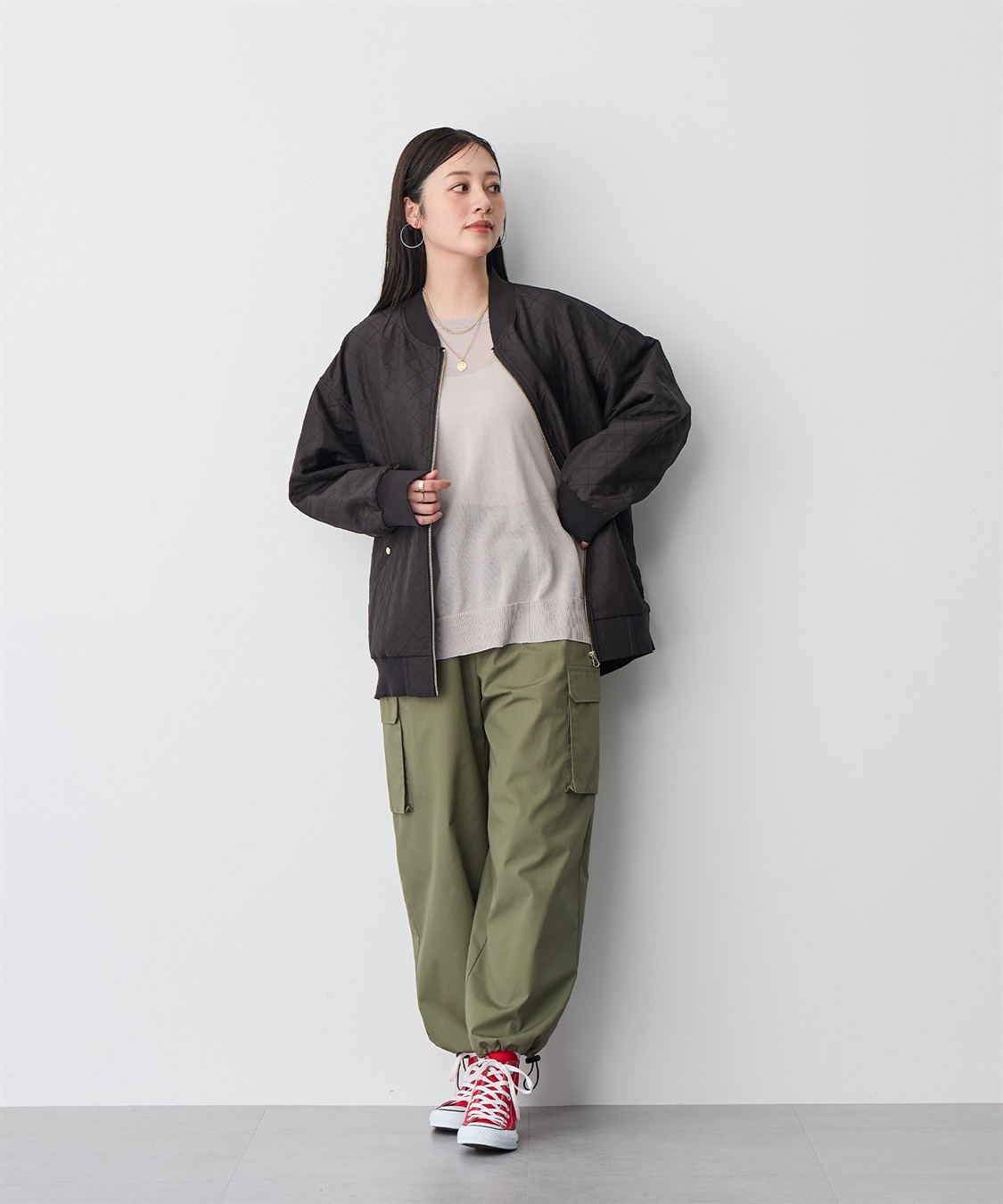 anyfee 【anyfee/プラスサイズ】ダイヤ柄キルトMA-1_sub_1