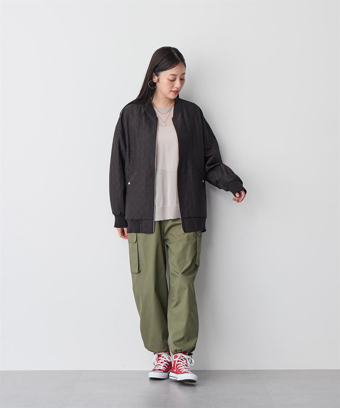 anyfee 【anyfee/プラスサイズ】ダイヤ柄キルトMA-1_sub_2