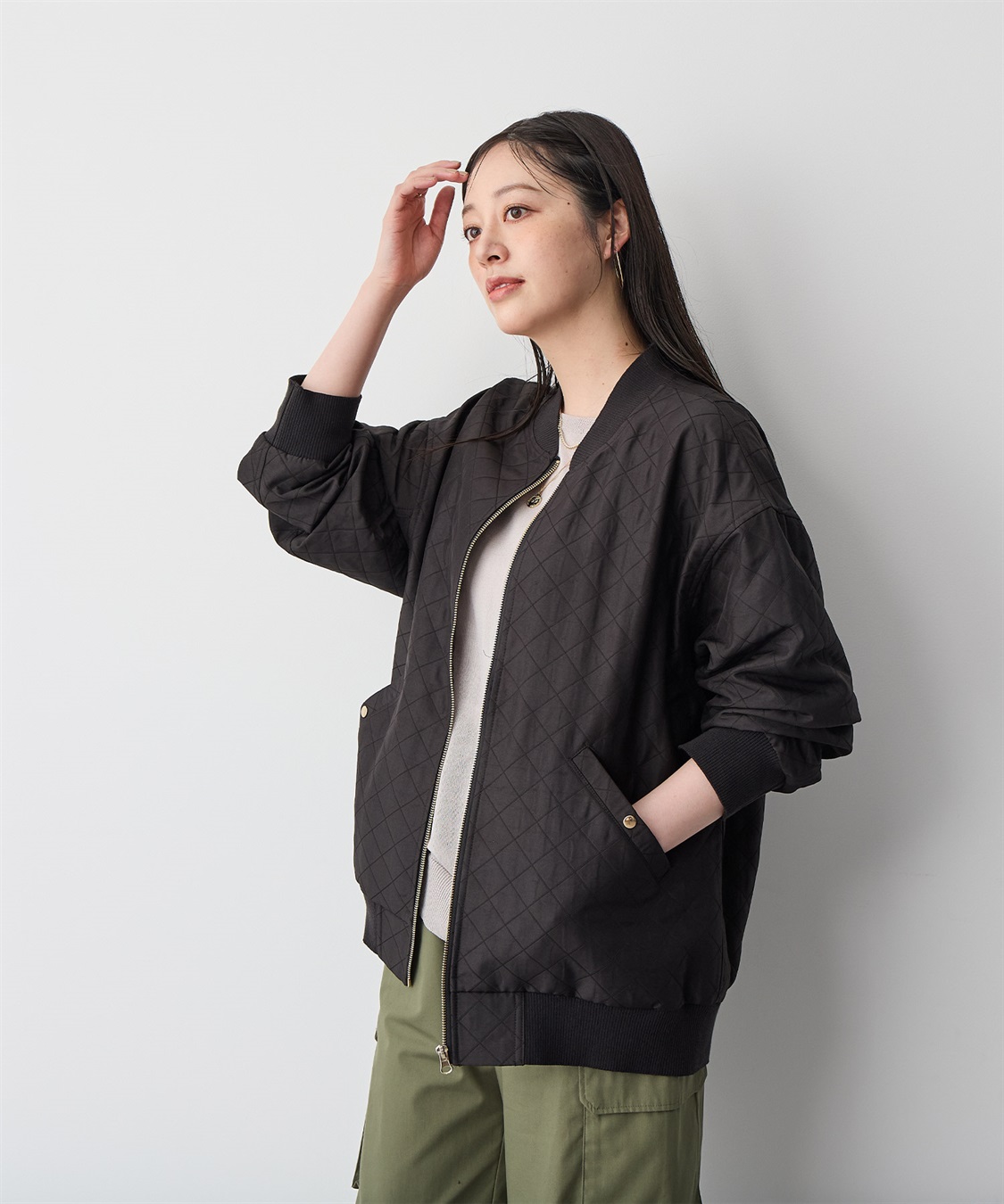 anyfee 【anyfee/プラスサイズ】ダイヤ柄キルトMA-1_sub_9