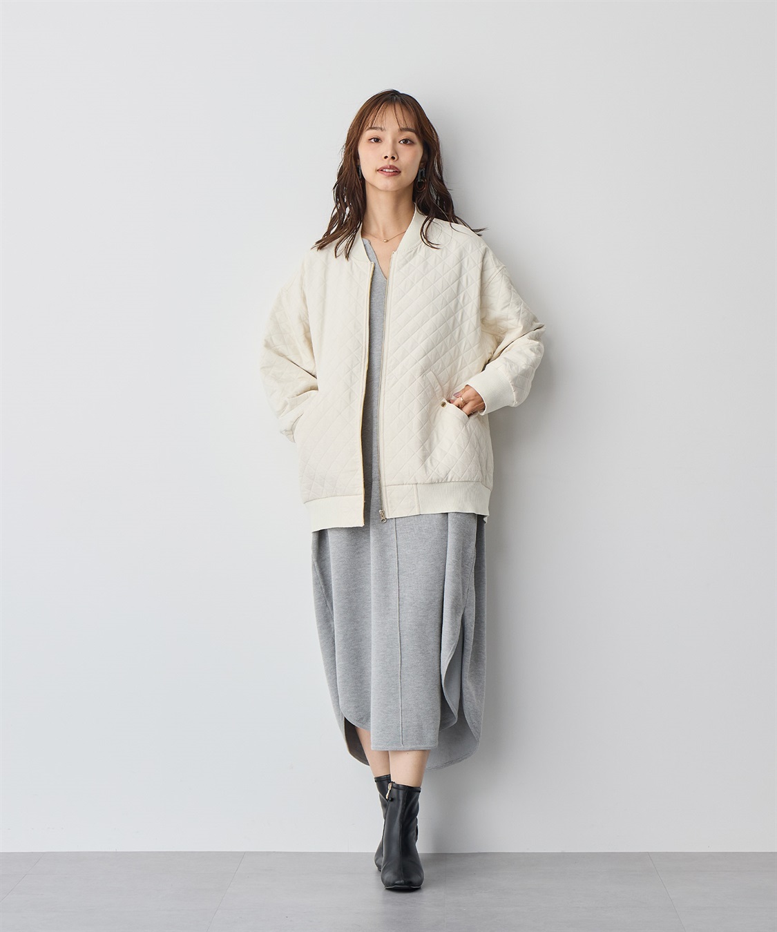 anyfee 【anyfee/プラスサイズ】ダイヤ柄キルトMA-1_sub_10