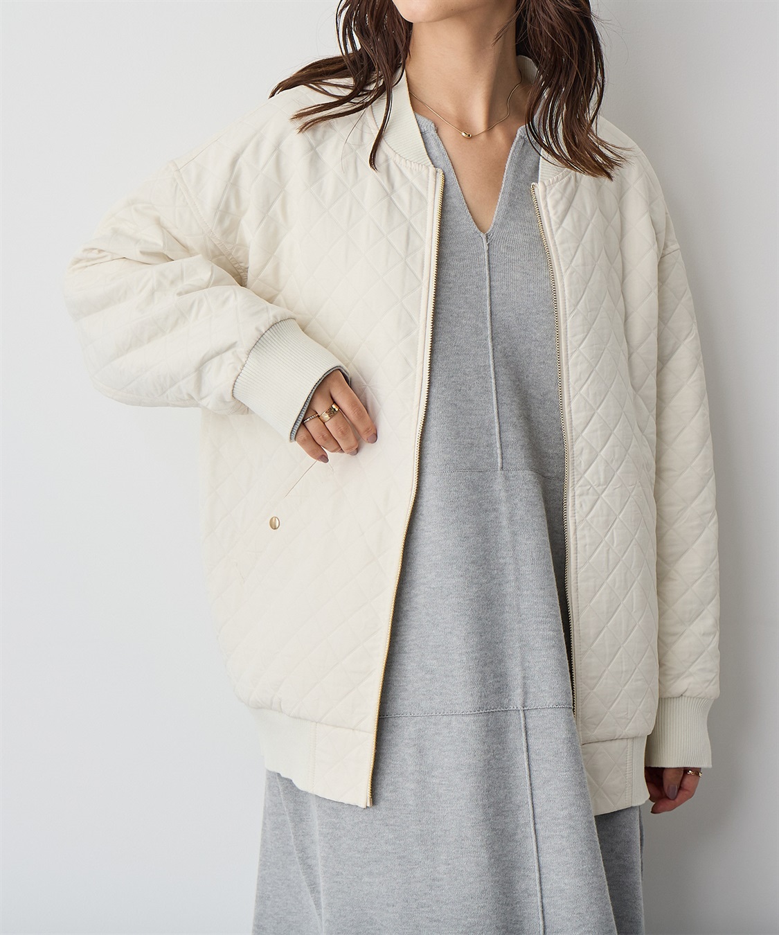 anyfee 【anyfee/プラスサイズ】ダイヤ柄キルトMA-1_sub_13