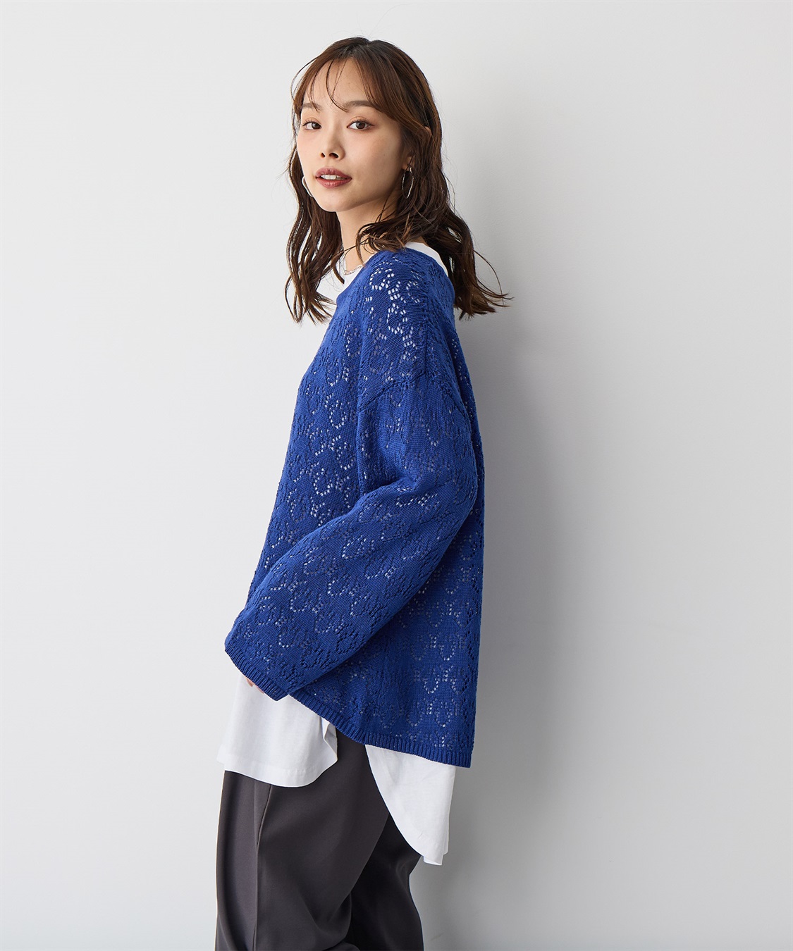 anyfee 【anyfee/プラスサイズ】透かし編みニットプルオーバー_sub_11