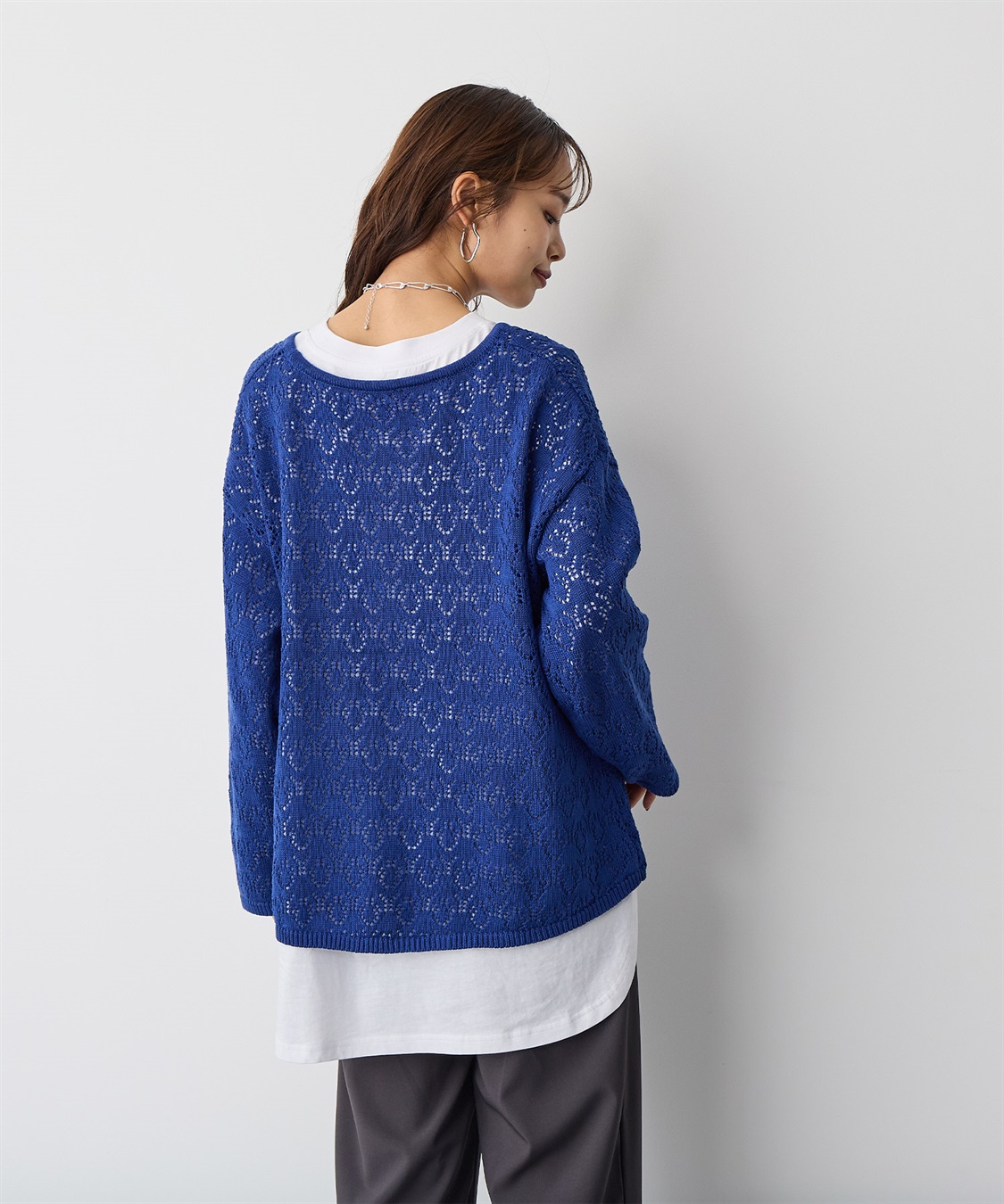 anyfee 【anyfee/プラスサイズ】透かし編みニットプルオーバー_sub_12