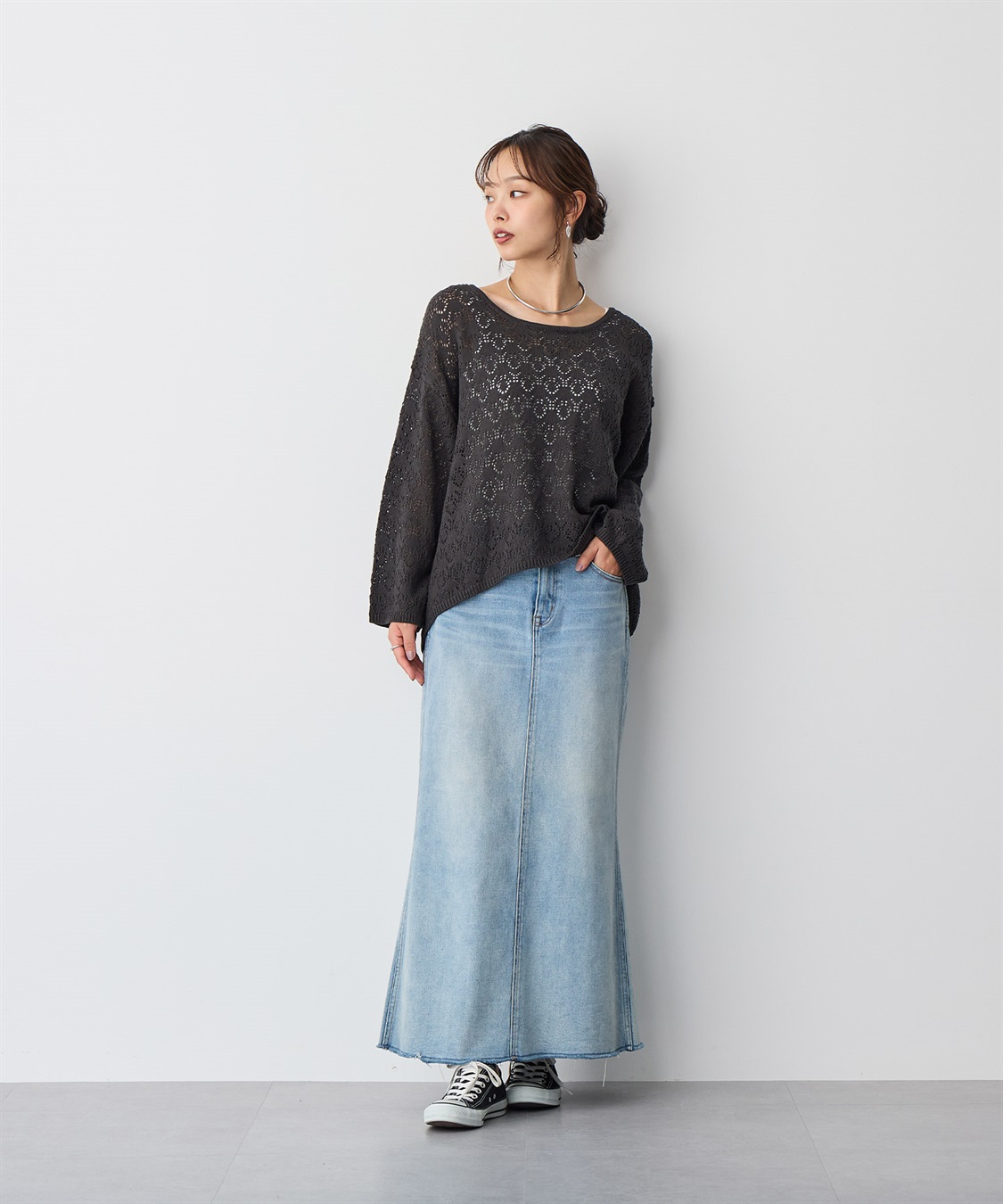 anyfee 【anyfee/プラスサイズ】透かし編みニットプルオーバー_sub_16