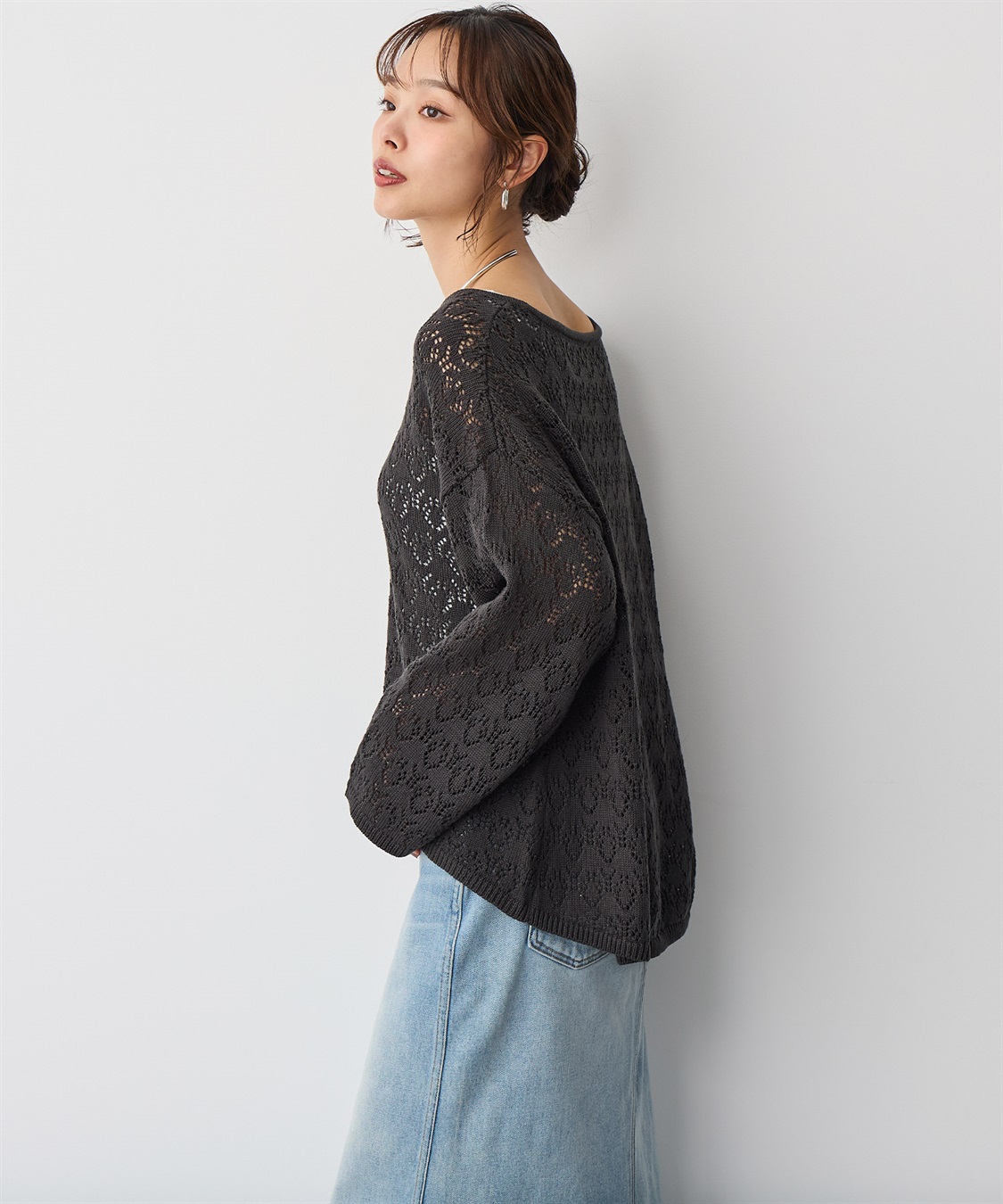 anyfee 【anyfee/プラスサイズ】透かし編みニットプルオーバー_sub_18