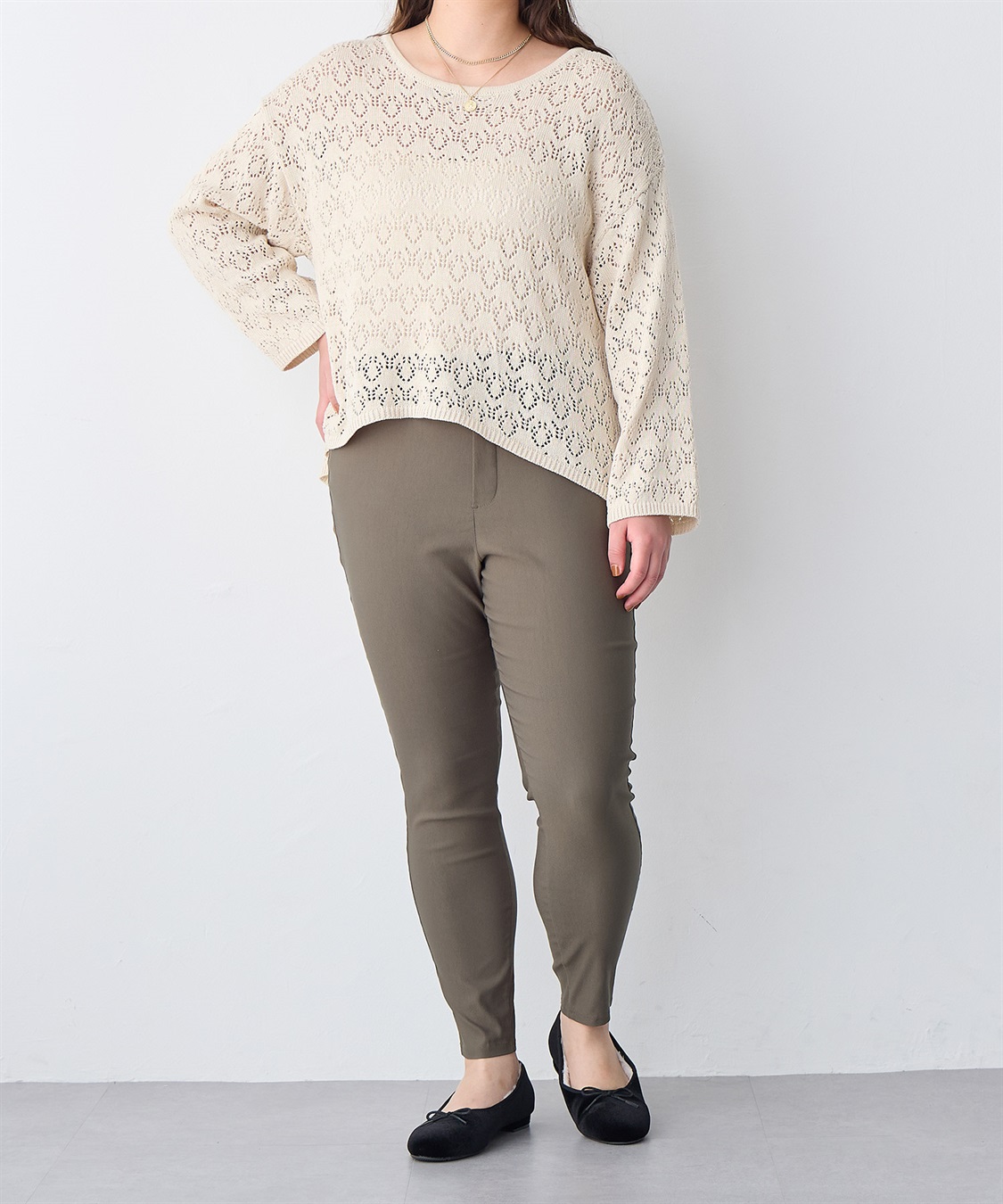 anyfee 【anyfee/プラスサイズ】透かし編みニットプルオーバー_sub_22