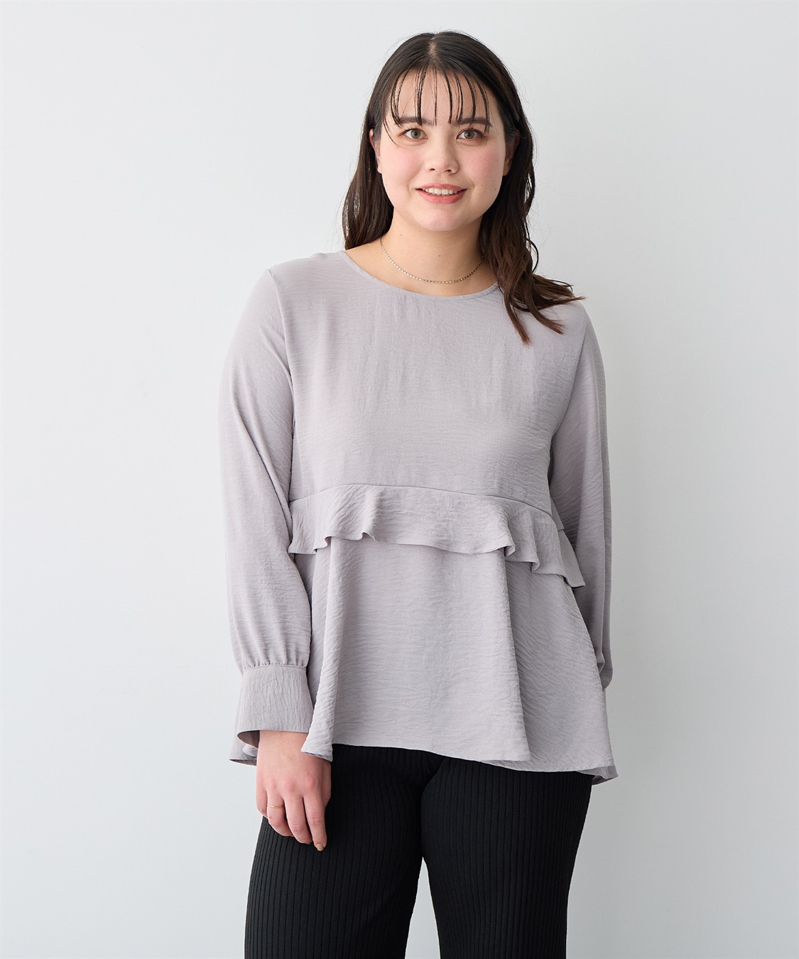 anyfee 【anyfee/プラスサイズ】前後2wayティアードフリルブラウス_sub_1