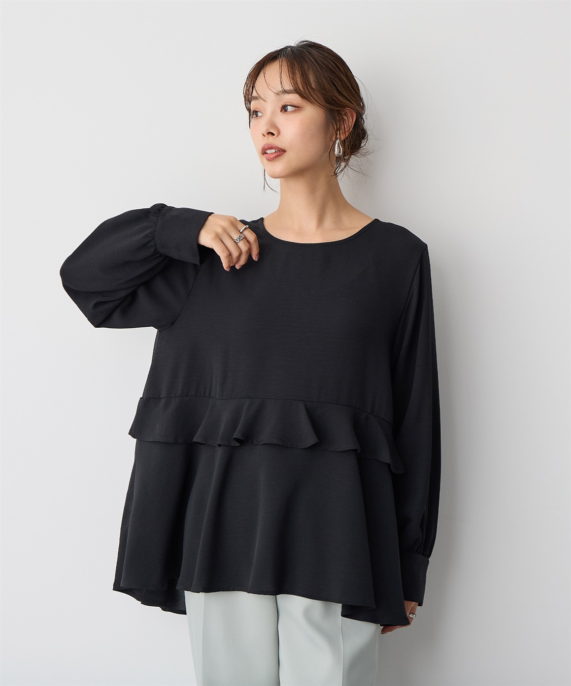 anyfee 【anyfee/プラスサイズ】前後2wayティアードフリルブラウス_sub_9