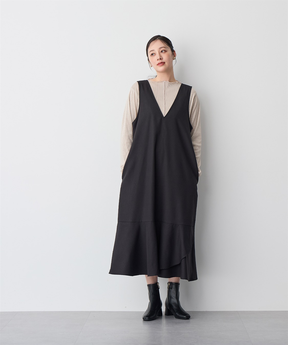 Life Style by cross marche 【anyfee/プラスサイズ】深ネックマーメイドジャンスカ_sub_1