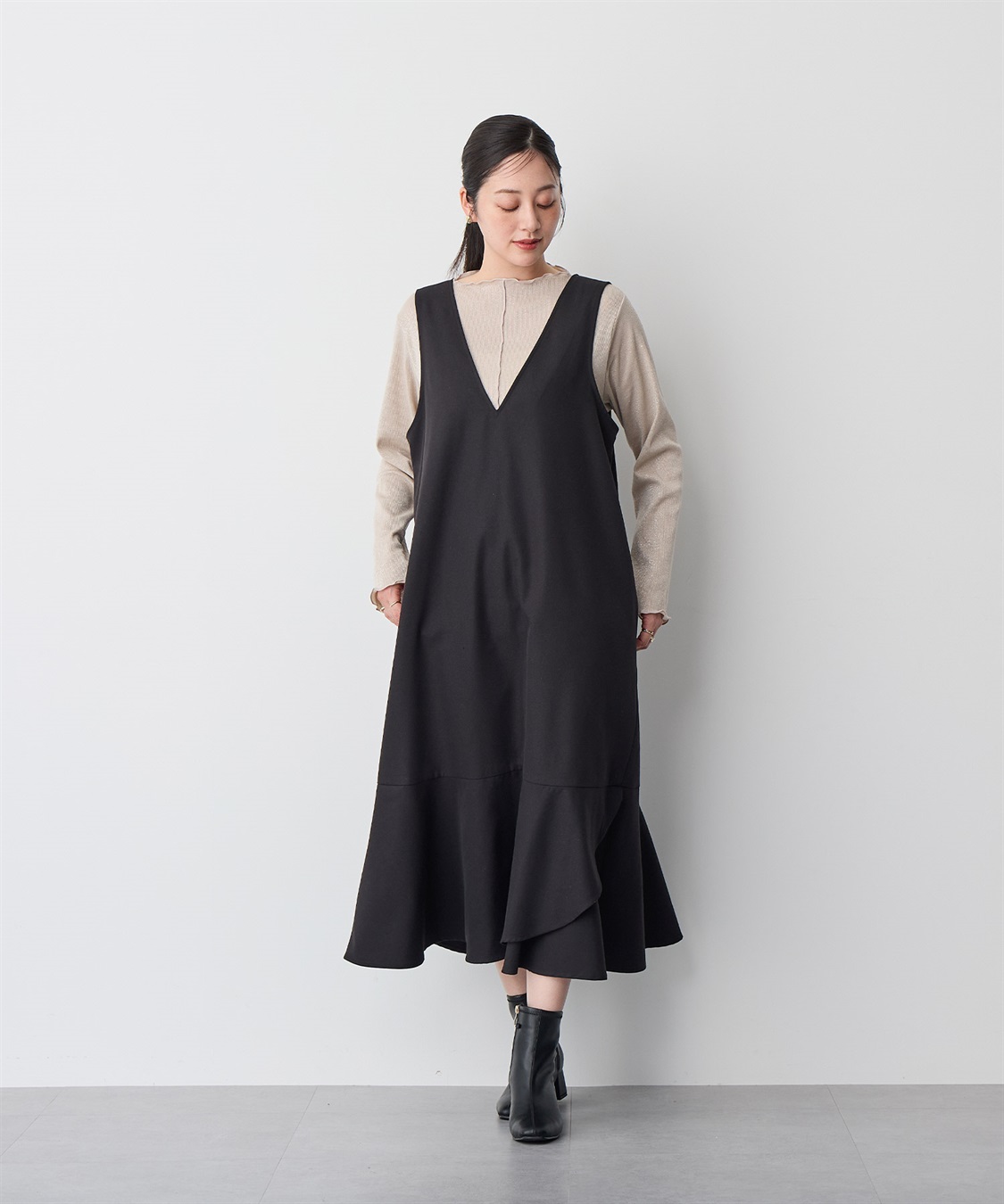 Life Style by cross marche 【anyfee/プラスサイズ】深ネックマーメイドジャンスカ_sub_2