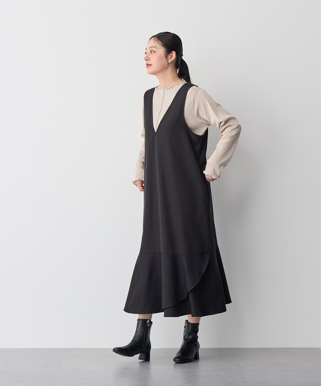 Life Style by cross marche 【anyfee/プラスサイズ】深ネックマーメイドジャンスカ_sub_5