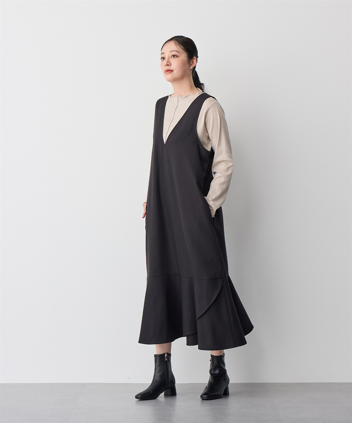 Life Style by cross marche 【anyfee/プラスサイズ】深ネックマーメイドジャンスカ_sub_6