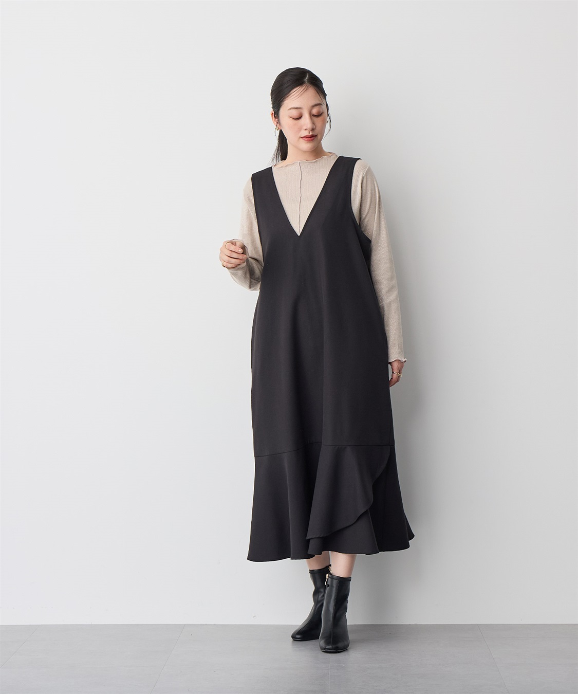 Life Style by cross marche 【anyfee/プラスサイズ】深ネックマーメイドジャンスカ_sub_8