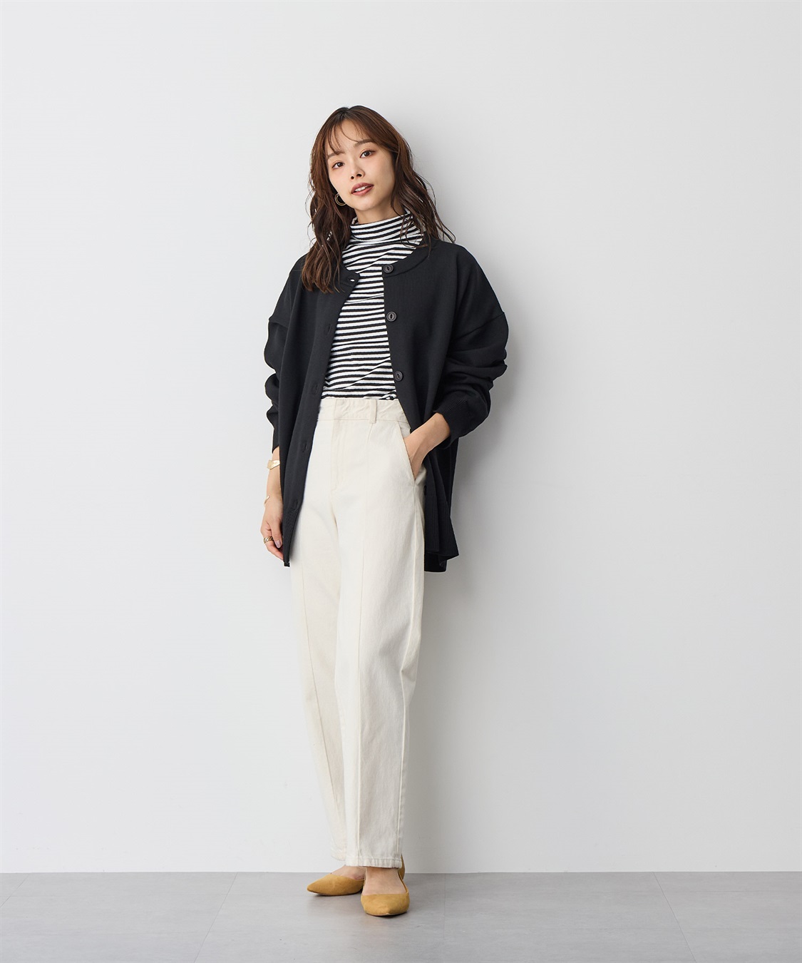 anyfee 【anyfee/プラスサイズ】スウェットライクニットカーディガン_sub_1