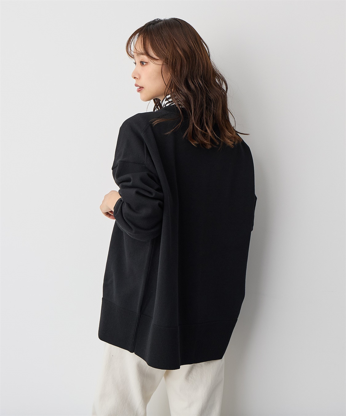 anyfee 【anyfee/プラスサイズ】スウェットライクニットカーディガン_sub_3