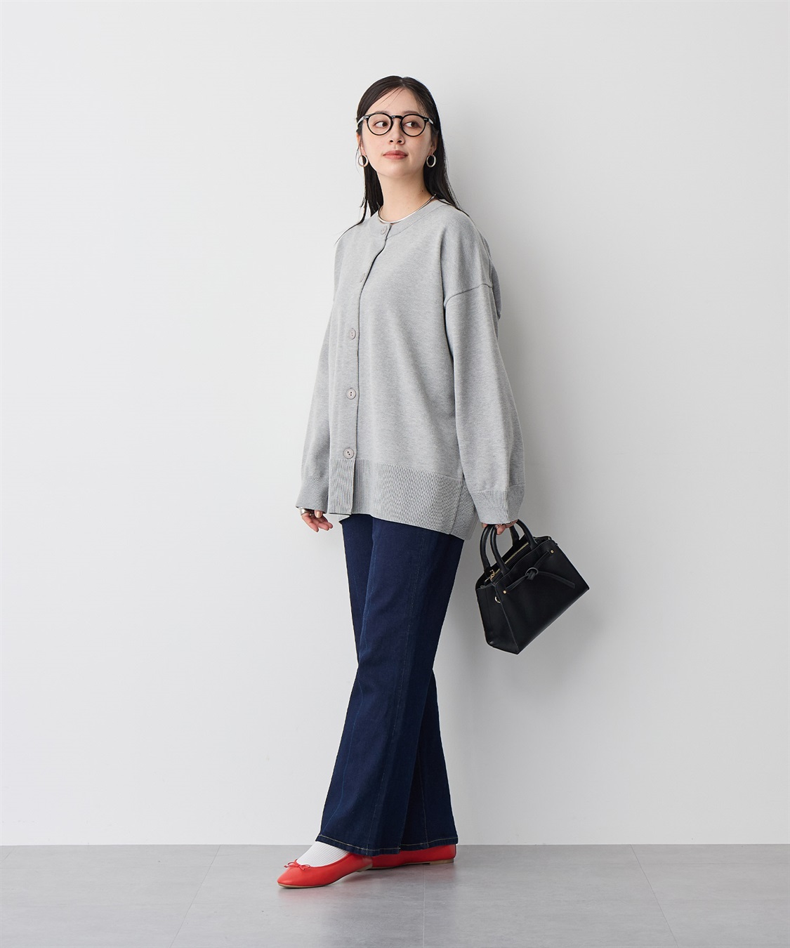 anyfee 【anyfee/プラスサイズ】スウェットライクニットカーディガン_sub_5