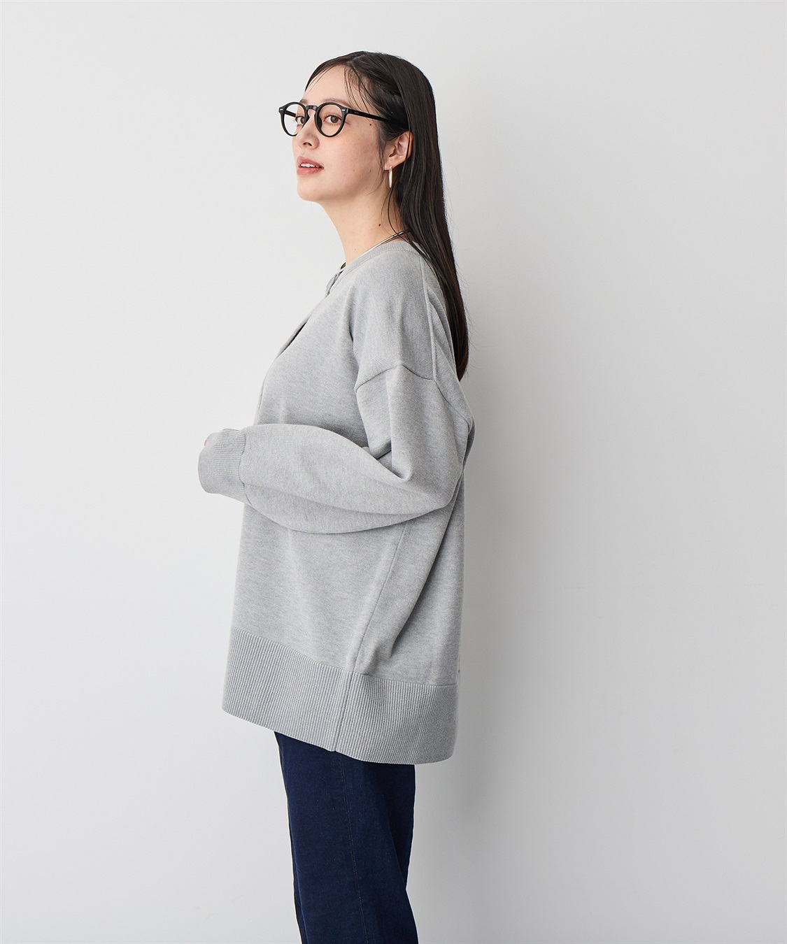 anyfee 【anyfee/プラスサイズ】スウェットライクニットカーディガン_sub_6