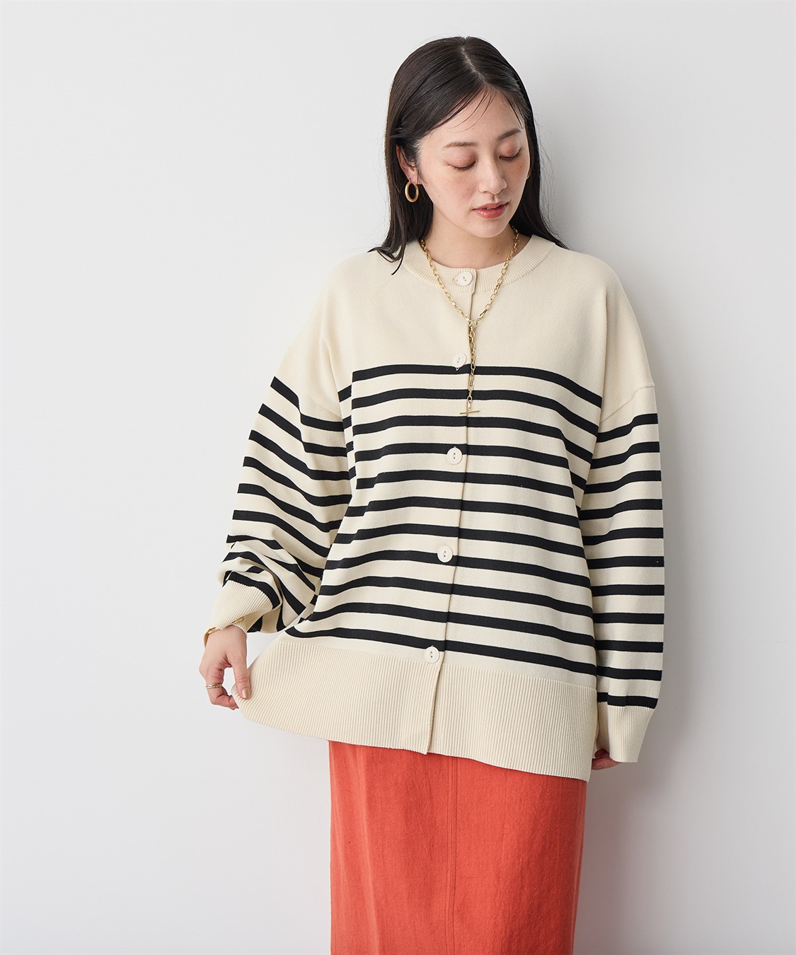 anyfee 【anyfee/プラスサイズ】スウェットライクニットカーディガン_sub_8