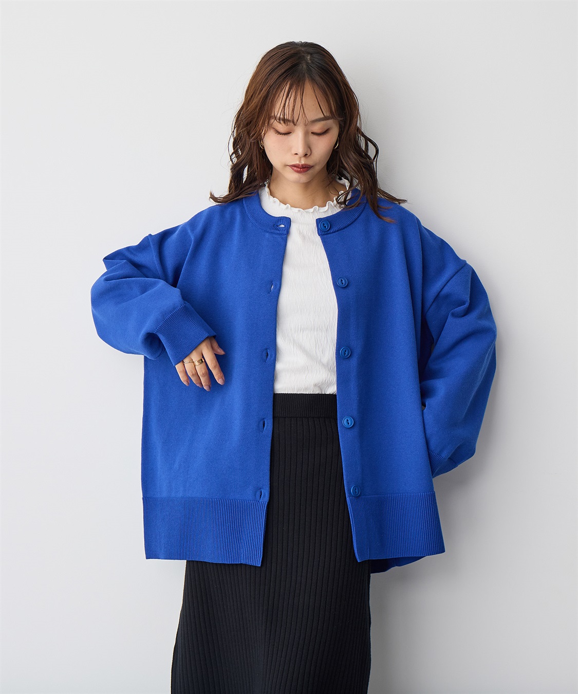 anyfee 【anyfee/プラスサイズ】スウェットライクニットカーディガン_sub_12