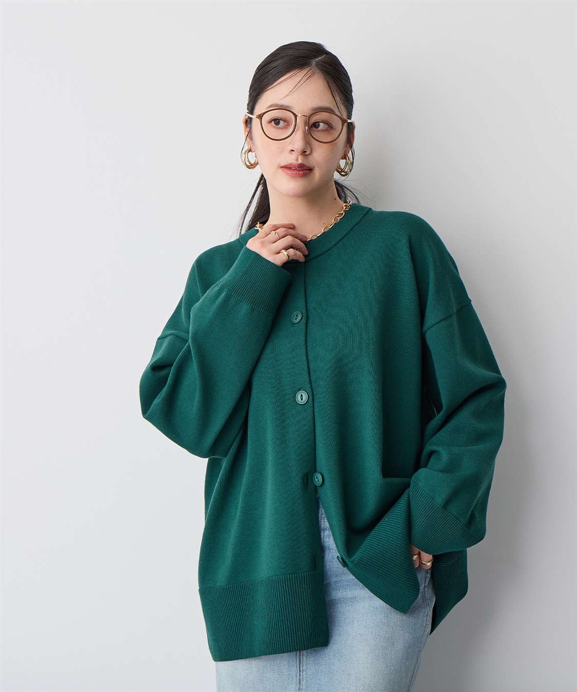 anyfee 【anyfee/プラスサイズ】スウェットライクニットカーディガン_sub_16