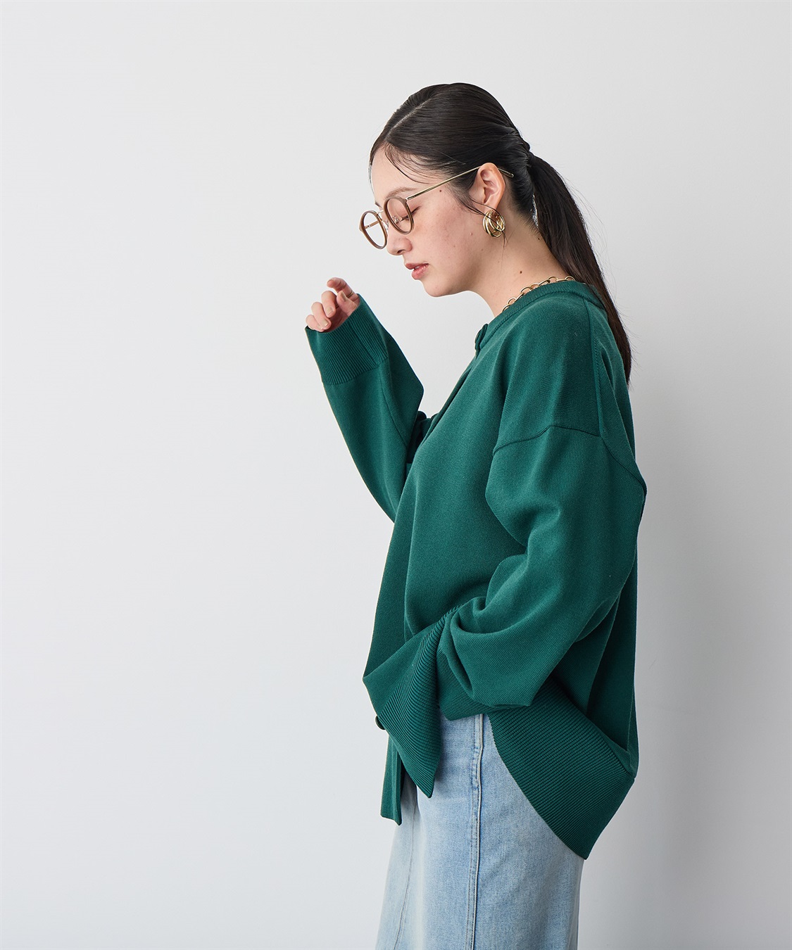 anyfee 【anyfee/プラスサイズ】スウェットライクニットカーディガン_sub_18