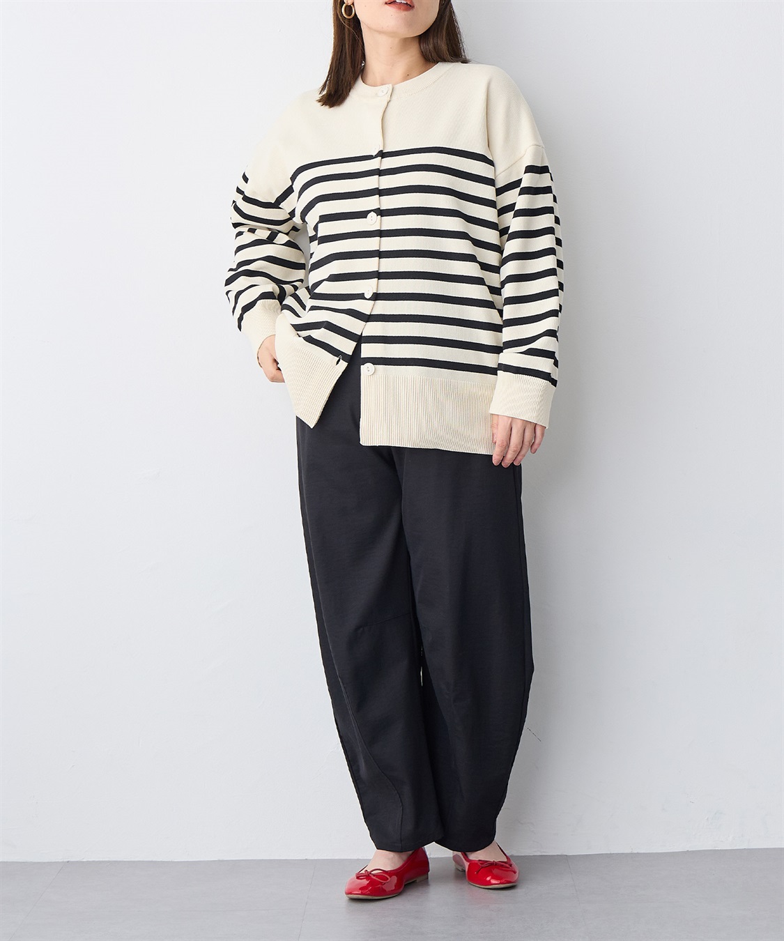 anyfee 【anyfee/プラスサイズ】スウェットライクニットカーディガン_sub_20