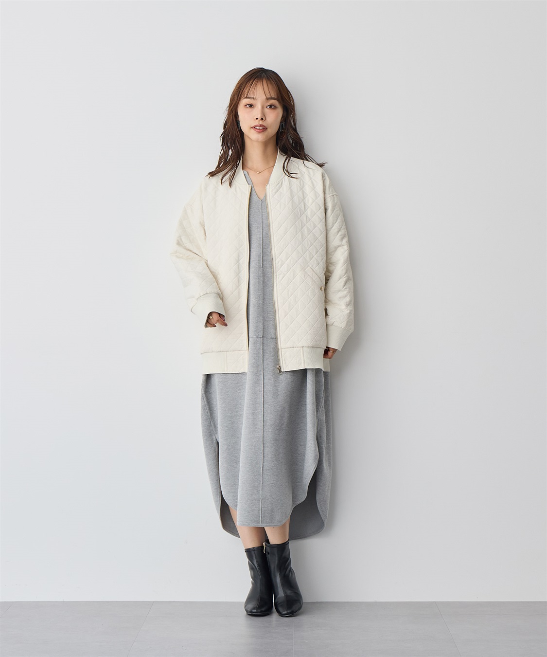 anyfee 【anyfee/プラスサイズ】キーネックスウェットライクワンピース_sub_5