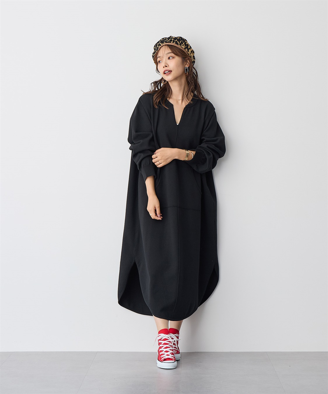 anyfee 【anyfee/プラスサイズ】キーネックスウェットライクワンピース_sub_8