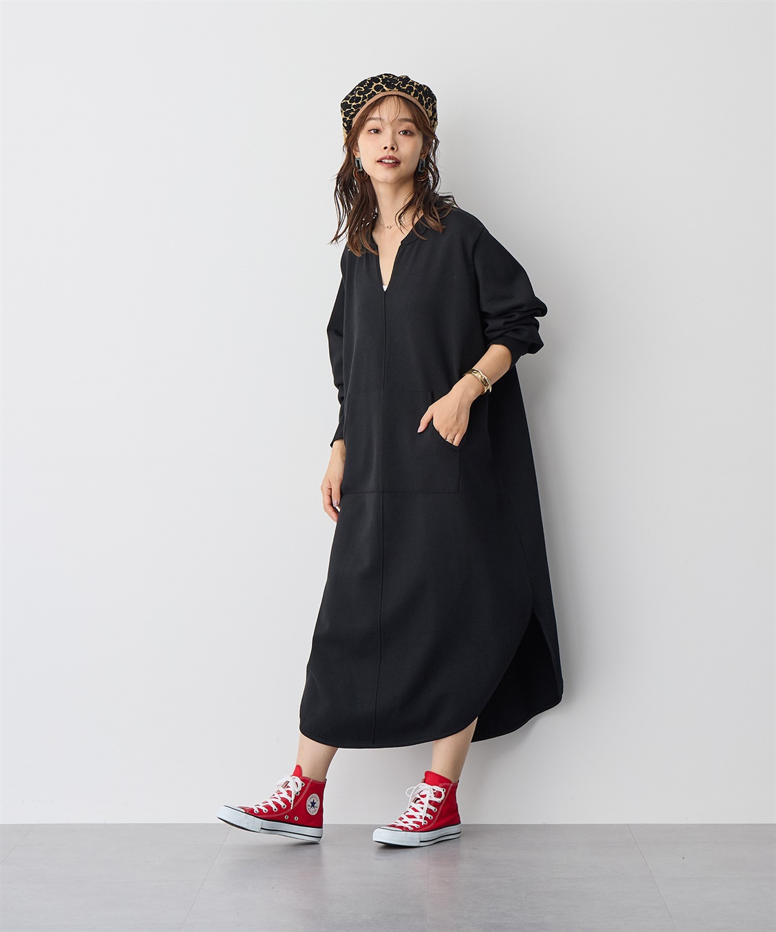 anyfee 【anyfee/プラスサイズ】キーネックスウェットライクワンピース_sub_10