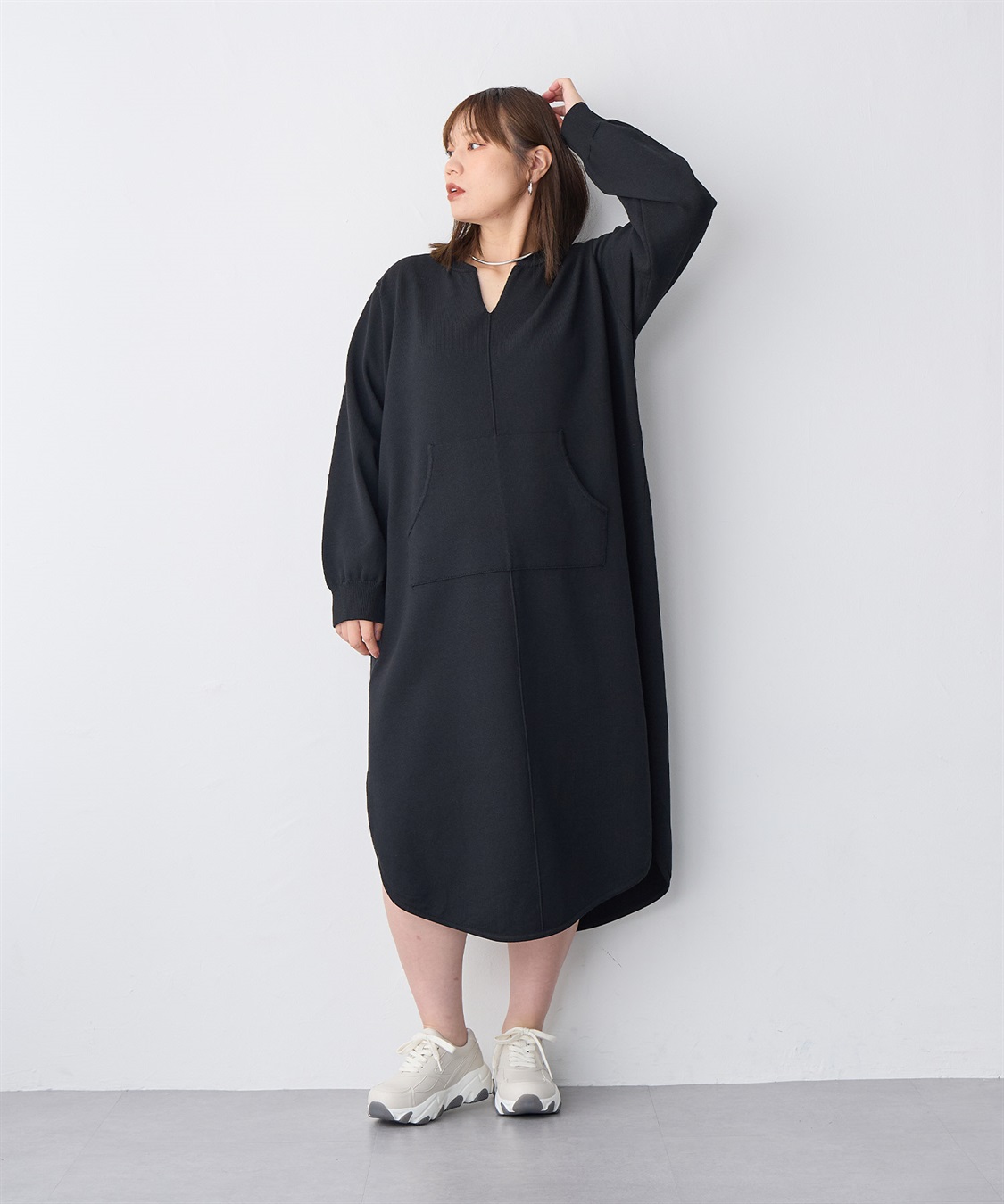 anyfee 【anyfee/プラスサイズ】キーネックスウェットライクワンピース_sub_13