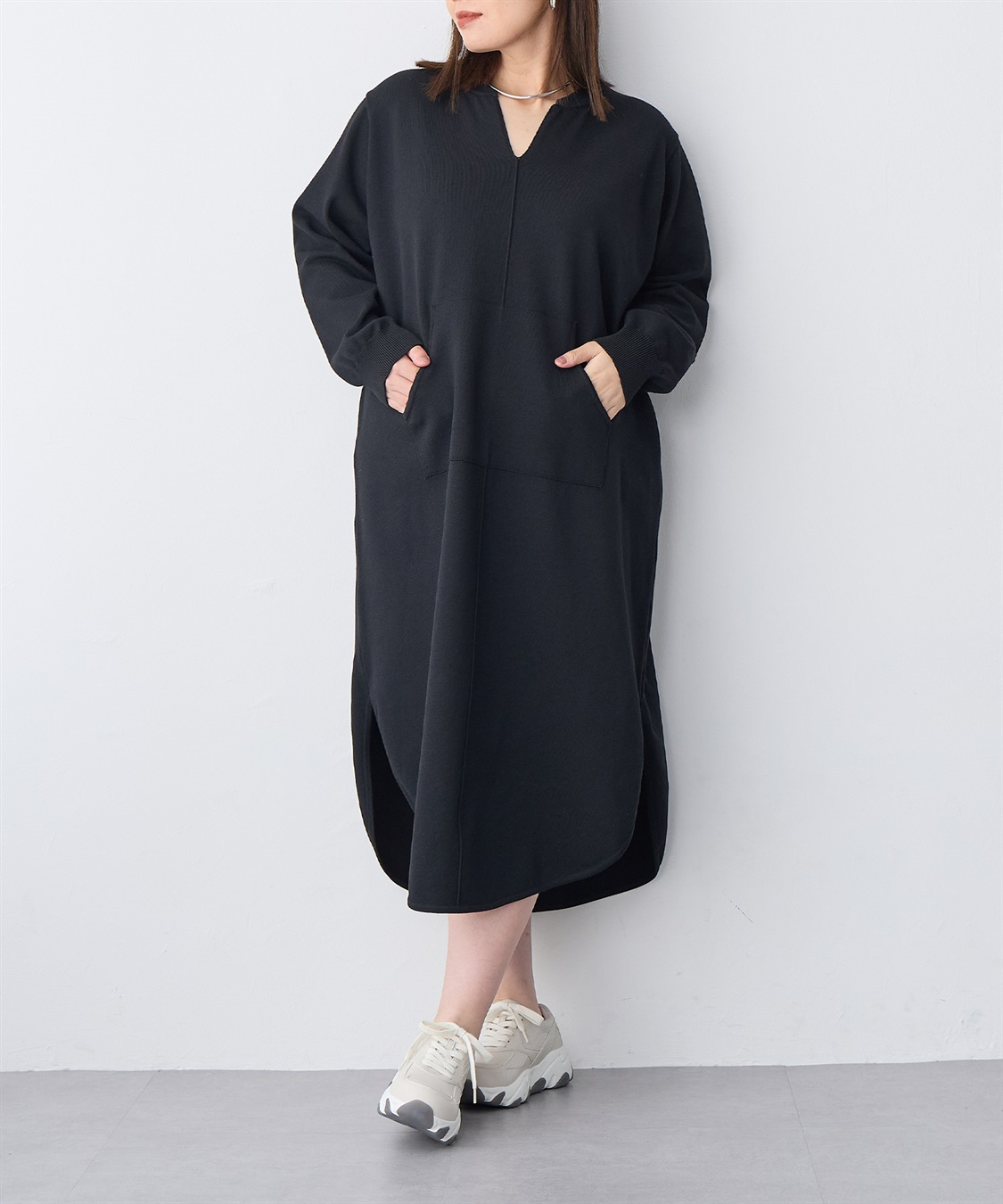 anyfee 【anyfee/プラスサイズ】キーネックスウェットライクワンピース_sub_15