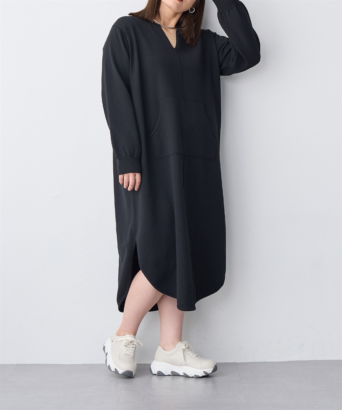 anyfee 【anyfee/プラスサイズ】キーネックスウェットライクワンピース_sub_16