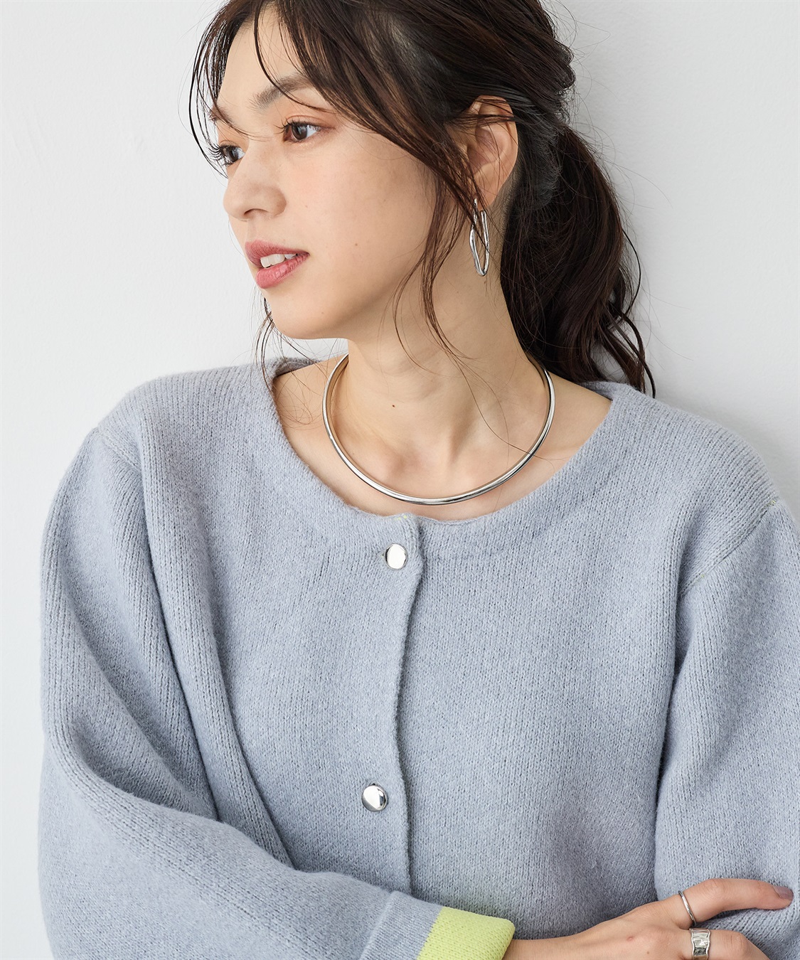 Life Style by cross marche 【anyfee/プラスサイズ】バイカラーニットジャケット_sub_14