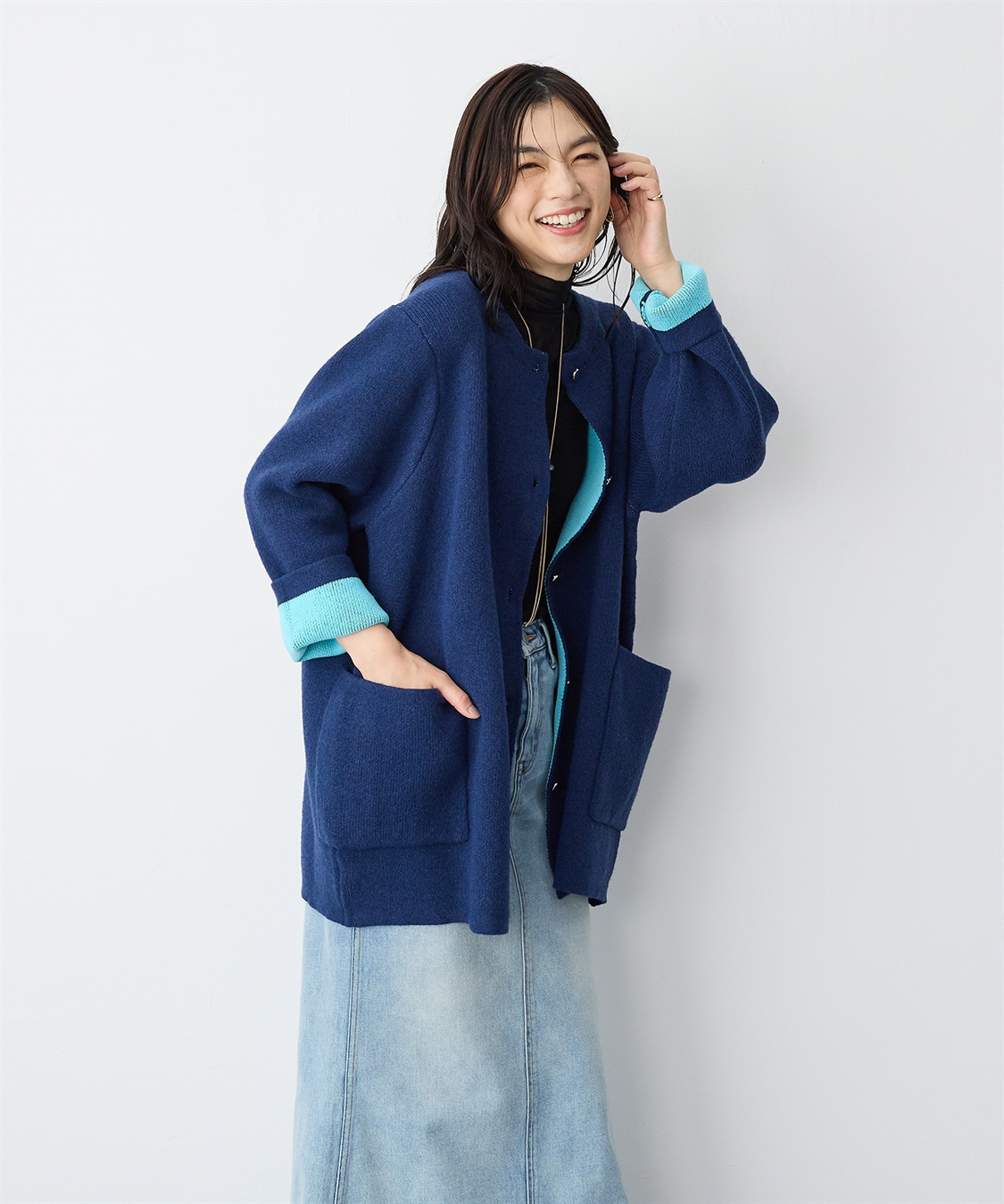 Life Style by cross marche 【anyfee/プラスサイズ】バイカラーニットジャケット_sub_17