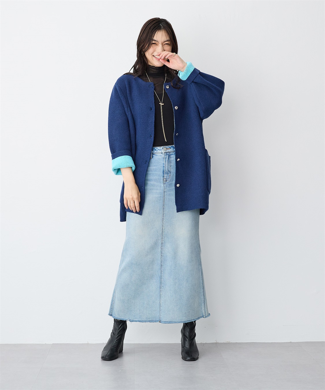 Life Style by cross marche 【anyfee/プラスサイズ】バイカラーニットジャケット_sub_19