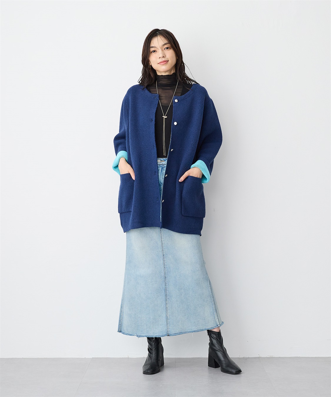 Life Style by cross marche 【anyfee/プラスサイズ】バイカラーニットジャケット_sub_20