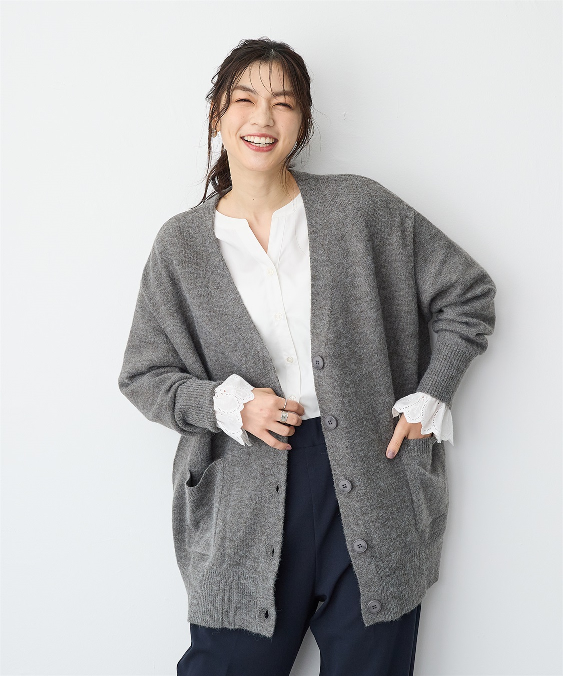 anyfee 【anyfee/プラスサイズ】Vネックニットカーディガン_sub_10