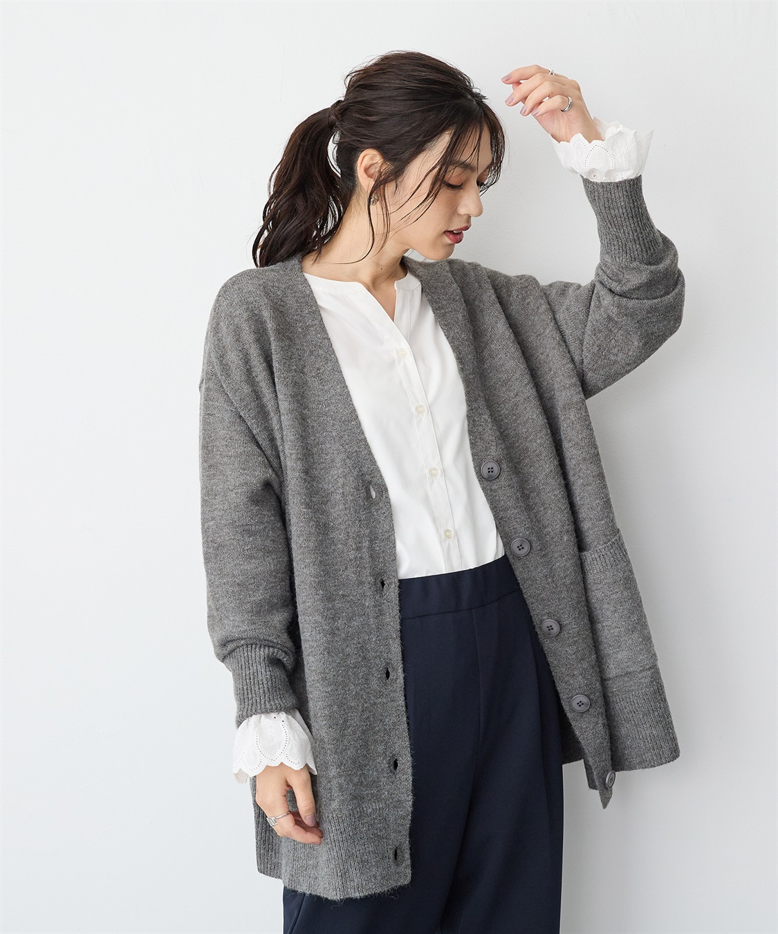 anyfee 【anyfee/プラスサイズ】Vネックニットカーディガン_sub_11