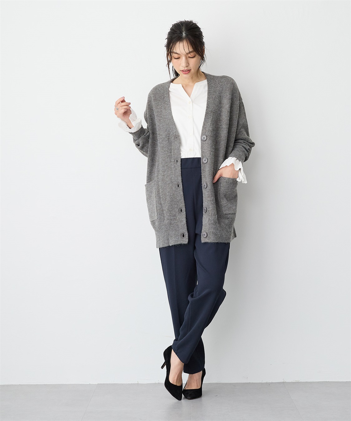anyfee 【anyfee/プラスサイズ】Vネックニットカーディガン_sub_12